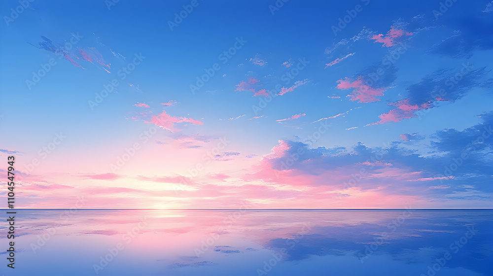 Obraz premium Pastel Sunset Ocean Illustration