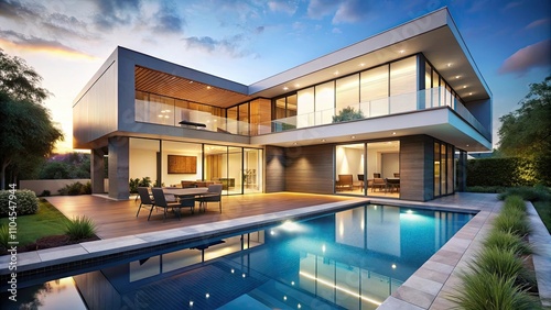 Modern house with a luxurious pool , architecture, contemporary, design, lifestyle, luxury, home, exterior