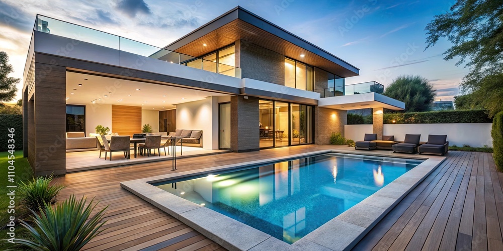 Modern house with pool and patio for relaxation, exterior, , modern, house, pool, patio, relaxation, exterior Modern house with pool and patio for relaxation, exterior, , modern, house, pool, patio, relaxation, exterior