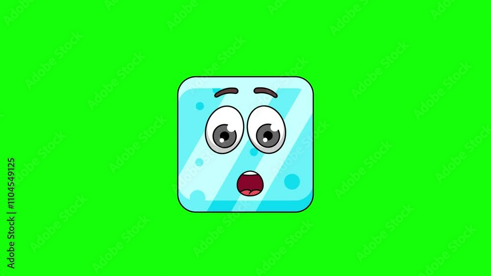 Amazed face emoticon of ice cube character animation Amazed face emoticon of ice cube character animation