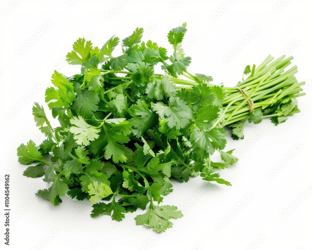 Fresh cilantro bundle showcasing vibrant green leaves and delicate stems. Fresh cilantro bundle showcasing vibrant green leaves and delicate stems.