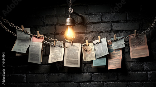 Abstract depiction of a world trapped in paperwork, chains of documents connecting continents 