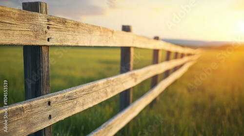 Golden hour landscape wooden fence nature photography rural setting perspective serenity and beauty