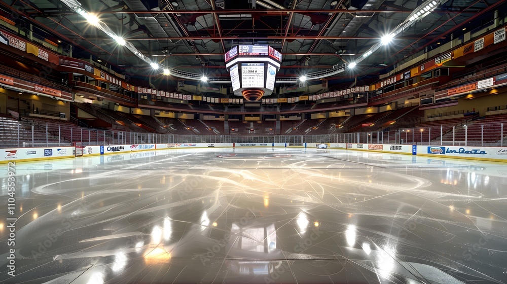 Obraz premium Empty hockey arena awaiting the next exciting game