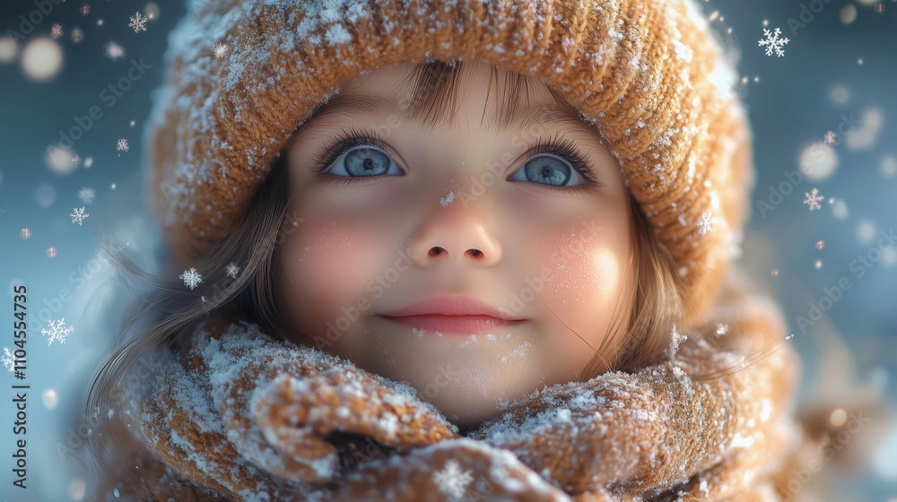 Joyful Winter Portrait of a Happy Child Surrounded by Snow Joyful Winter Portrait of a Happy Child Surrounded by Snow