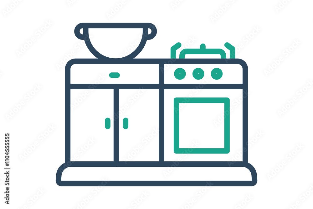 Kitchen icon. line icon style. icon related to cooking. meal elements vector illustration Kitchen icon. line icon style. icon related to cooking. meal elements vector illustration