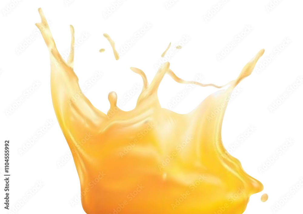 Realistic orange juice splash isolated on white background Realistic orange juice splash isolated on white background