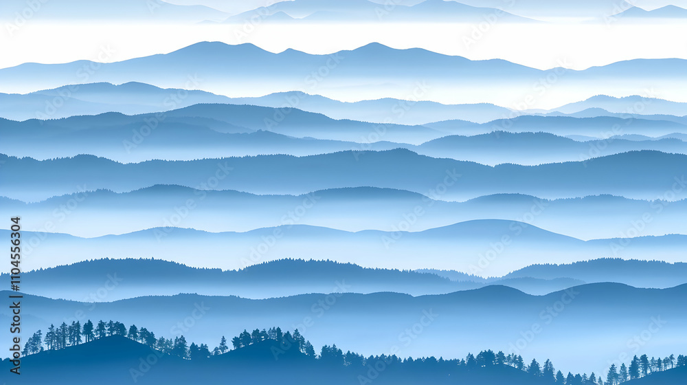 Obraz premium Misty Blue Mountains Illustration