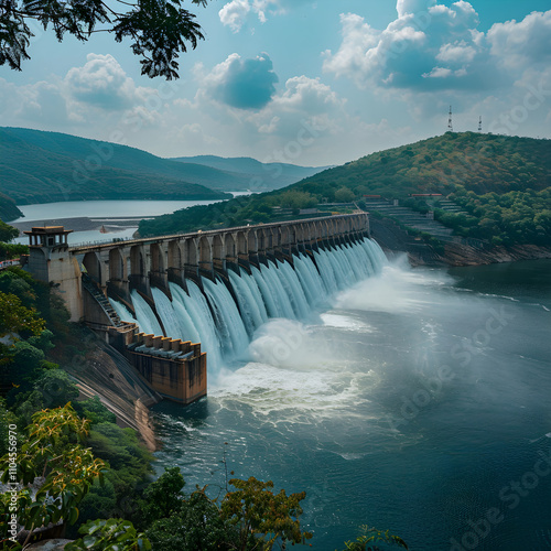 The Majestic Srisailam Dam in Broad Daylight: A Testament to Human Ingenuity and Engineering Excellence photo