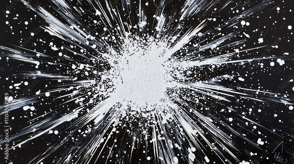 White starburst particles create dynamic energy against a dark background in a striking visual display White starburst particles create dynamic energy against a dark background in a striking visual display
