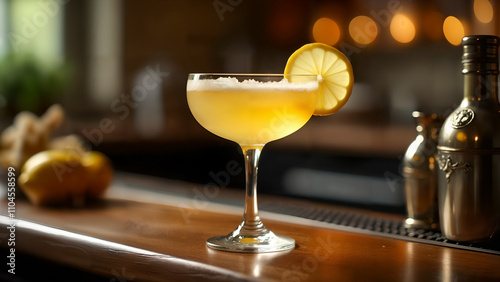 French 75 Cocktail in Vintage Barware photo