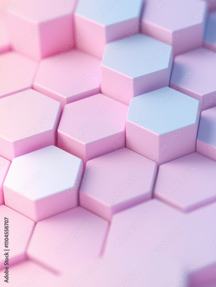 Abstract pink and white hexagonal 3D blocks forming a textured, modern geometric pattern with a soft gradient. Abstract pink and white hexagonal 3D blocks forming a textured, modern geometric pattern with a soft gradient.