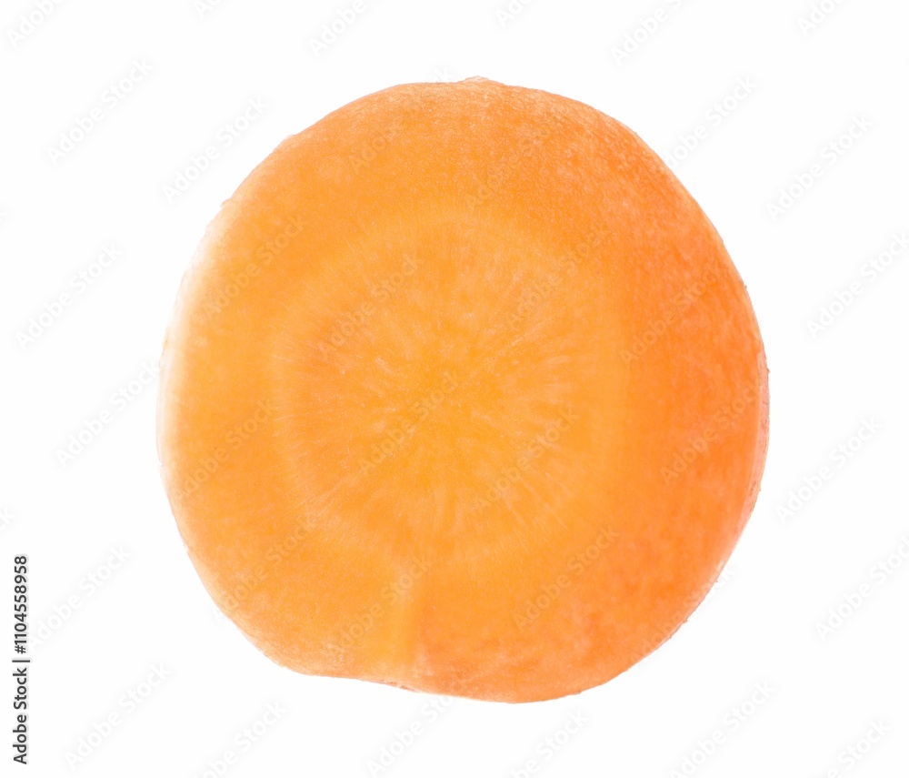 Slice of fresh ripe carrot isolated on white Slice of fresh ripe carrot isolated on white
