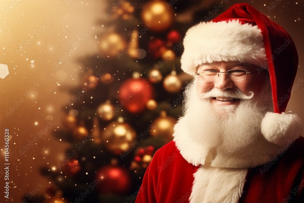 Jolly Santa Claus surrounded by a Sparkling Background that captures the essence of the Holidays