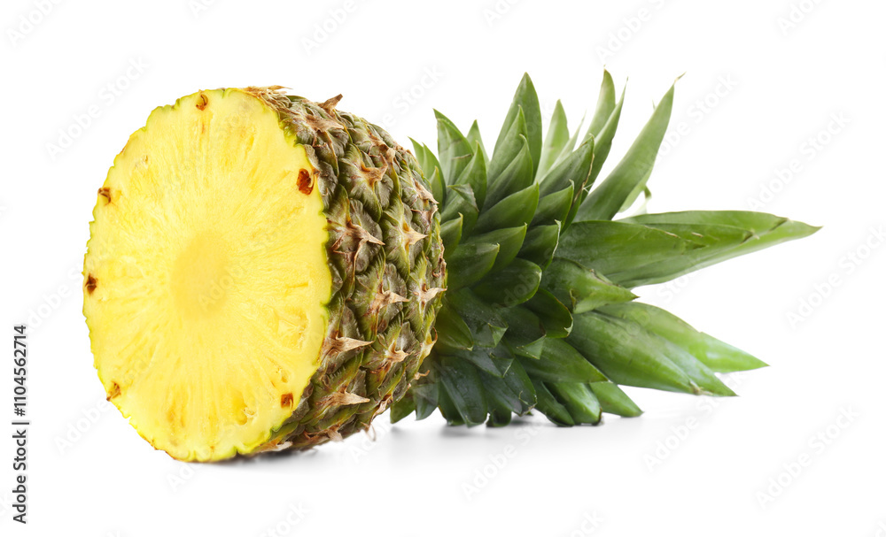 Piece of ripe pineapple isolated on white