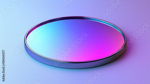 Layout, flat round shape board elevated, bright gradient, vibrant colors, pink, blue, purple. Minimal concept, copy space mockup photo