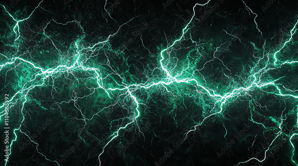Electric sparks glowing in vivid green and white illuminate a dark background, showcasing a dramatic display of energy Electric sparks glowing in vivid green and white illuminate a dark background, showcasing a dramatic display of energy
