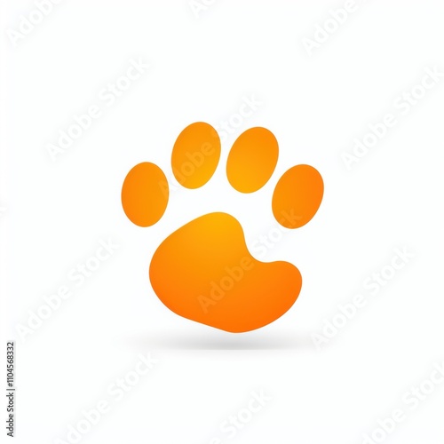 Vibrant Orange Paw Print Icon Representing Pets, Animals, and Nature with a Playful Design Ideal for Wildlife, Veterinary, and Social Media Applications