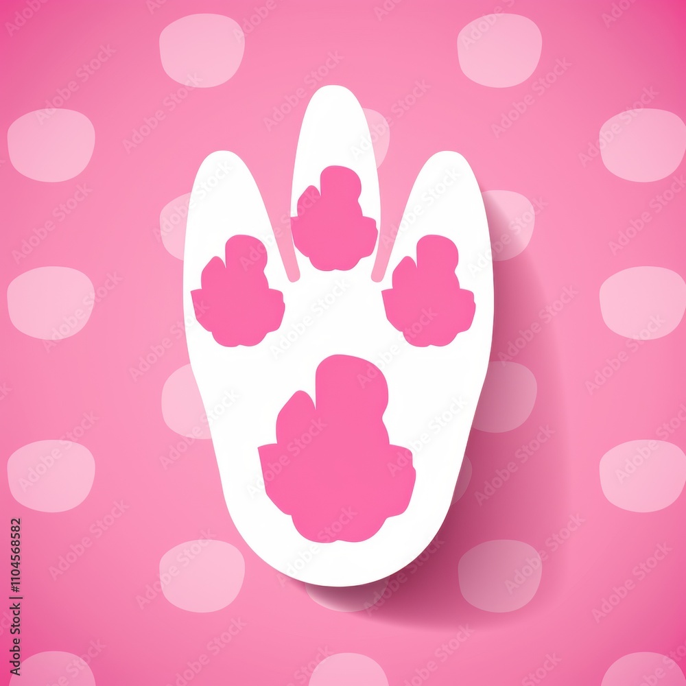 Cute and Playful Pink Paw Print on a Light Pink Background with White Polka Dots Perfect for Animal-themed Designs and Illustrations Cute and Playful Pink Paw Print on a Light Pink Background with White Polka Dots Perfect for Animal-themed Designs and Illustrations