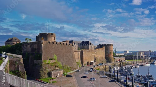 Port de Brest. Brest Castle on a sunny day in France