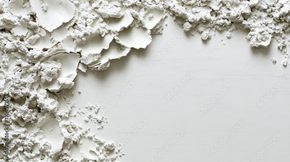 Abstract Close-Up View of Cracked and Flaking White Paint Texture on a Smooth Surface Ideal for Backgrounds, Wall Art, and Design Projects