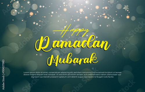 happy ramadan mubarak 2025 template banner with beautiful islamic ornament with green background design 011