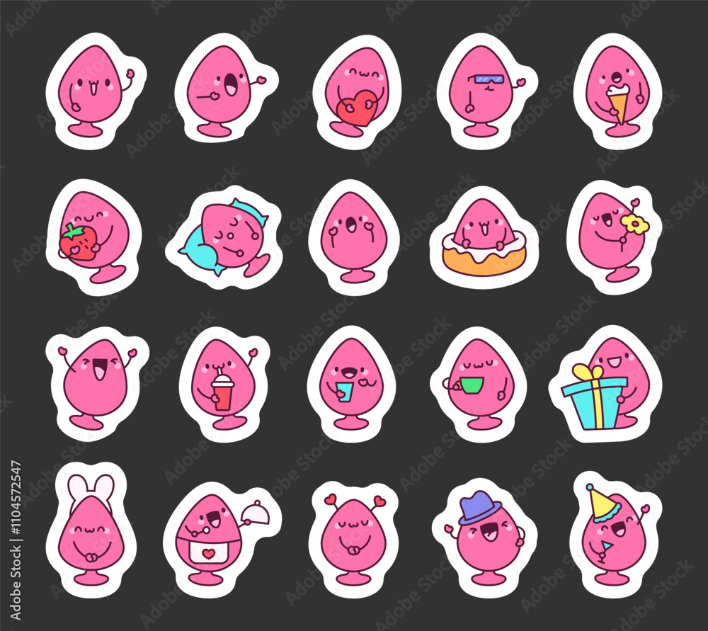 Set of silicone anal plug characters with cheerful expressions, kawaii designs, charming emotions, fun illustrations, festive decorations, and adorable elements for entertaining occasions Set of silicone anal plug characters with cheerful expressions, kawaii designs, charming emotions, fun illustrations, festive decorations, and adorable elements for entertaining occasions