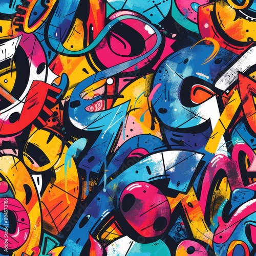 Wallpaper Mural Vibrant Abstract Background with Colorful Graffiti Style Elements Featuring Artistic Shapes, Swirls, and Bold Colors for Modern Design and Creative Projects Torontodigital.ca