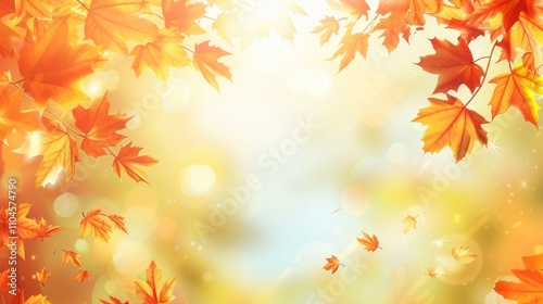 Sunny background with Fall foliage.