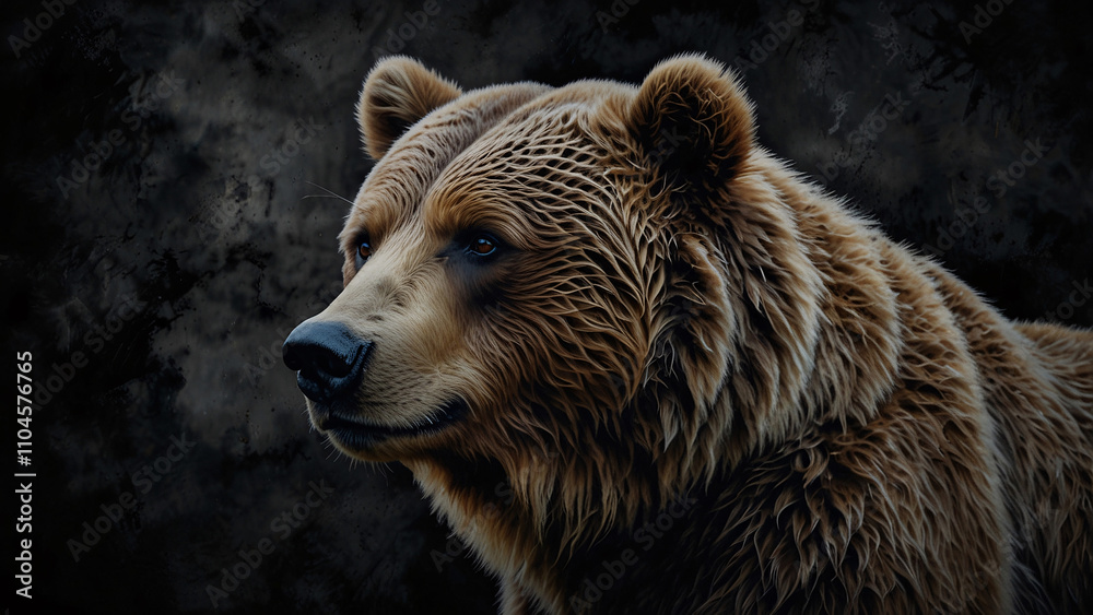 Obraz premium Unique Brown Bear Photography with Dark Backgrounds for Intimate and Powerful Wildlife Shots