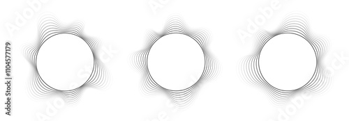 Obraz na płótnie Round sound wave frames, circular lines pattern, radial curvy shapes, geometric concentric design. Vector illustration. w salonie