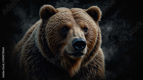 Majestic Brown Bear Photography with a Dramatic Dark Background for Impactful Wildlife Images