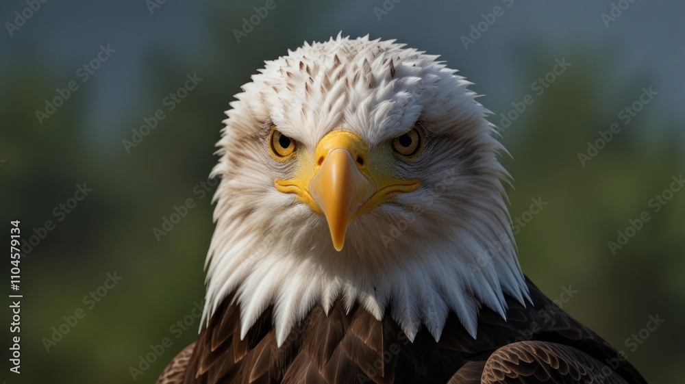 Obraz premium Close-up portrait of a majestic bald eagle, intense gaze, sharp focus.