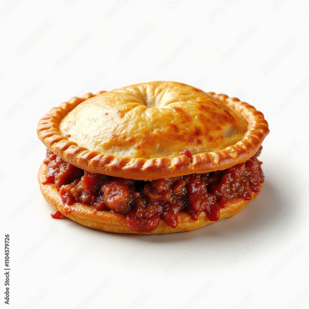 Australian meat pie isolated on a white background Australian meat pie isolated on a white background