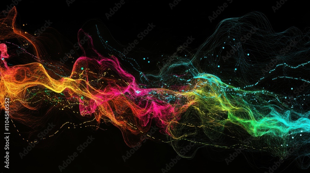 Obraz premium Vibrant Colorful Abstract Wave Form on Dark Background