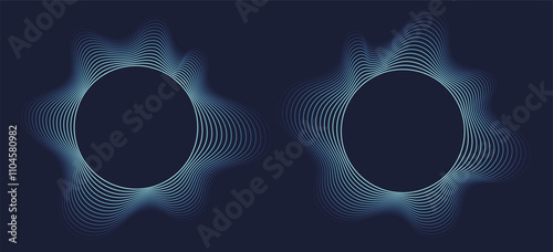 Obraz na płótnie Round sound wave frames, circular lines pattern, radial curvy shapes, geometric concentric design. Vector illustration. w salonie