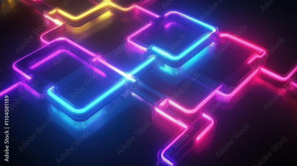 Colorful Neon Lights Abstract Design with Futuristic Lines Colorful Neon Lights Abstract Design with Futuristic Lines