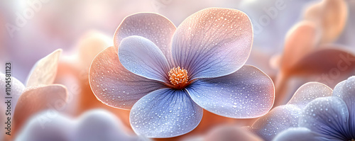 Delicate Dew-Kissed Flower, A Pastel Dream of Petals Softly Illuminated, Displaying Natural Beauty with Exquisite Detail