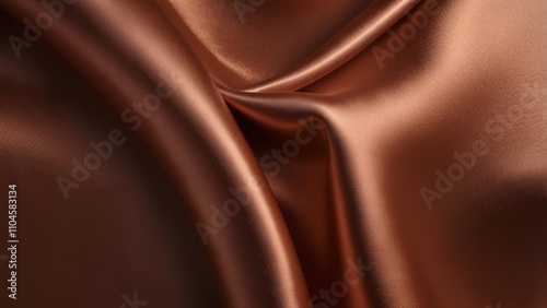 Glossy copper fabric background with a shimmering, reflective surface