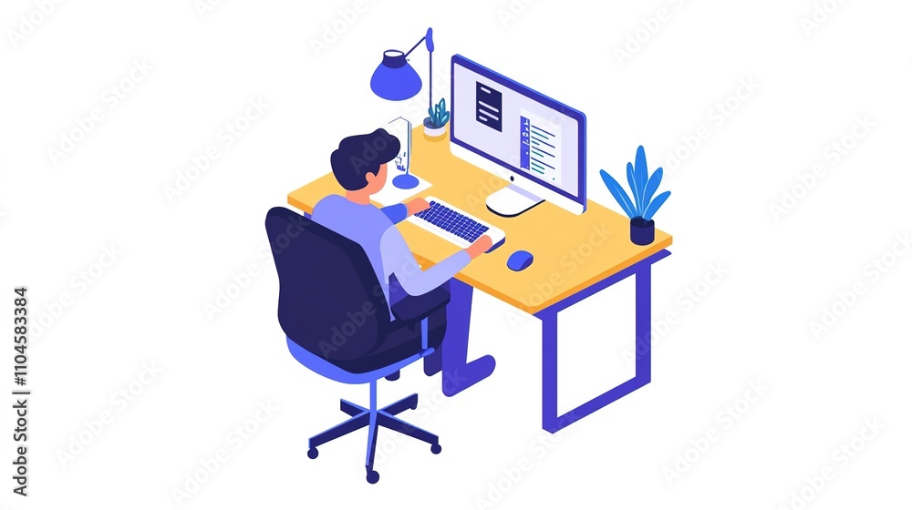 A clean and modern vector image of a desktop computer, featuring a sleek design with a white background. The image emphasizes the simplicity and functionality of the desktop setup, A clean and modern vector image of a desktop computer, featuring a sleek design with a white background. The image emphasizes the simplicity and functionality of the desktop setup,