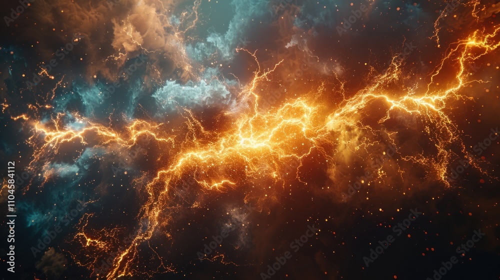 Fototapeta premium Fiery plasma energy storm.