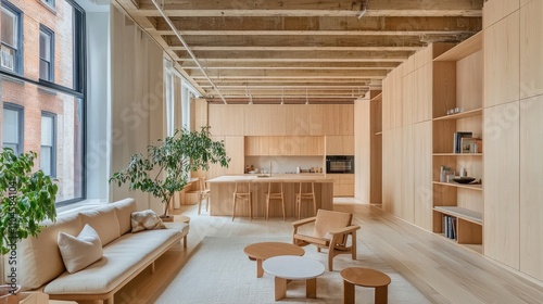 Wallpaper Mural Modern Minimalist Interior Design with Natural Wood Accents Torontodigital.ca