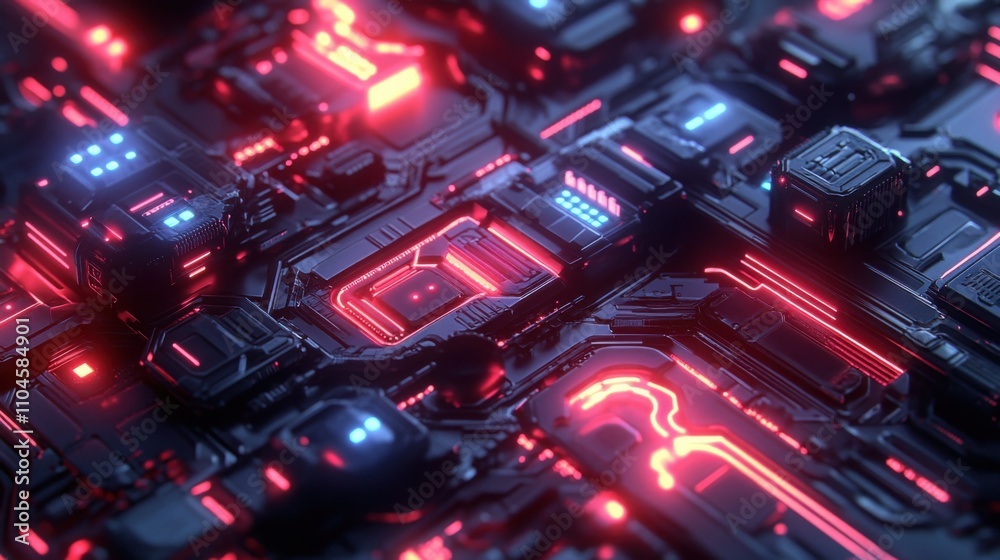 Futuristic Abstract Technology Background with Neon Lights and Shapes Futuristic Abstract Technology Background with Neon Lights and Shapes