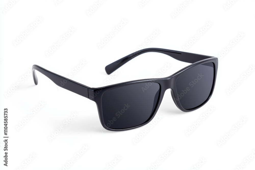 A pair of sunglasses with a black frame and a black lens A pair of sunglasses with a black frame and a black lens