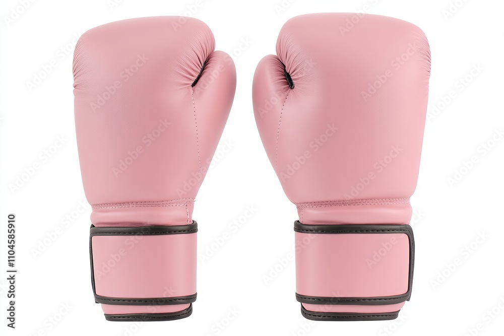 Two pink boxing gloves are shown in a close up Two pink boxing gloves are shown in a close up