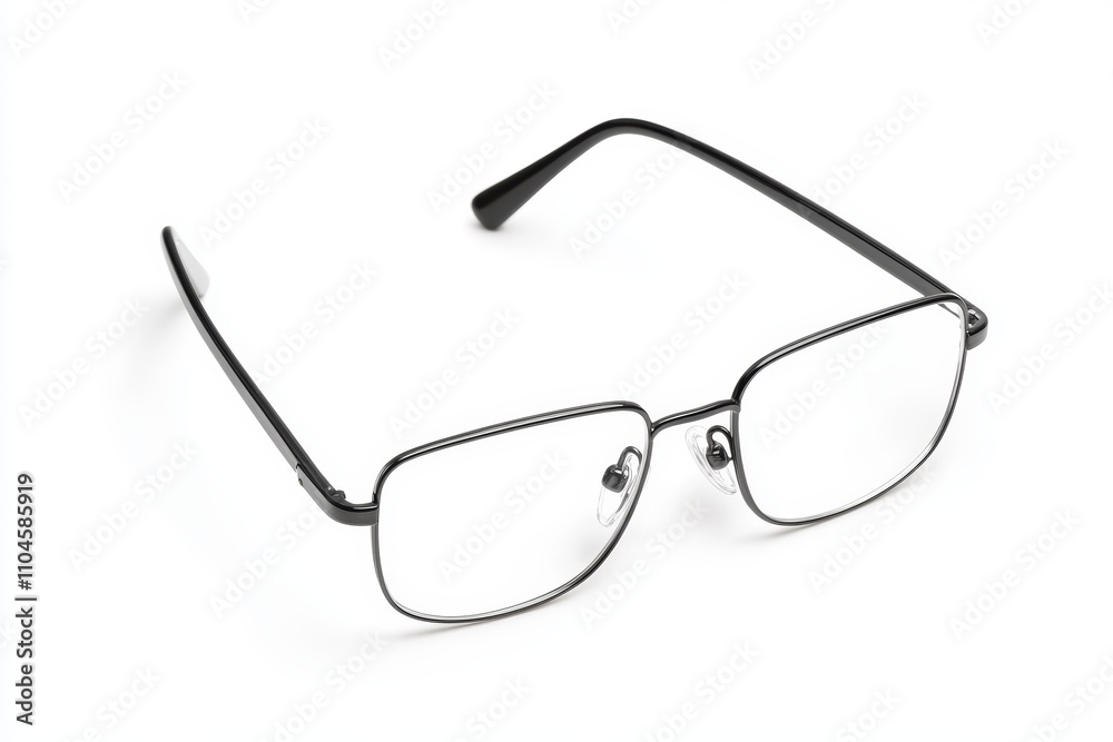 A pair of glasses with a black frame and a black nose bridge A pair of glasses with a black frame and a black nose bridge