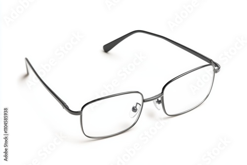 A pair of glasses with a black frame and a white lens