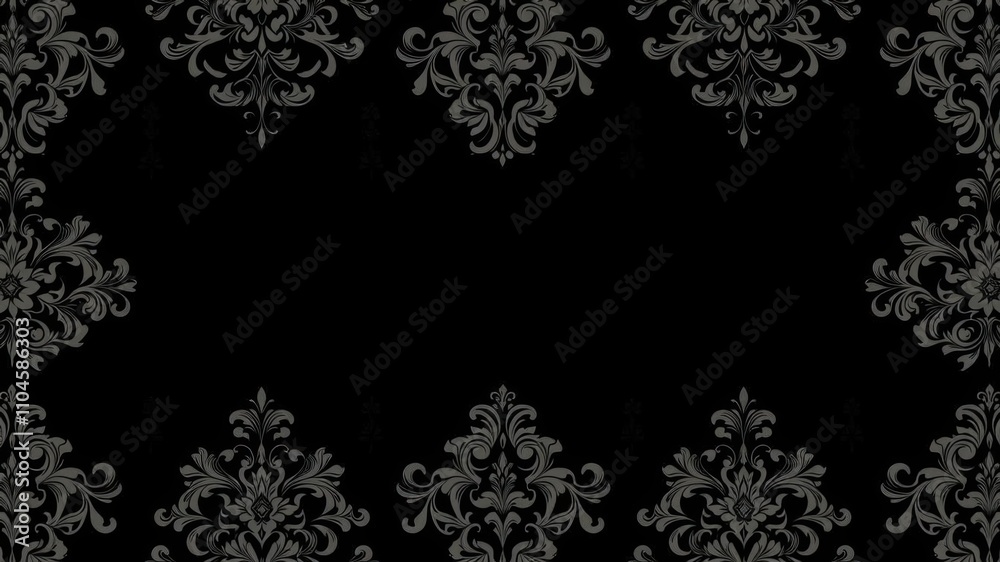 Elegant and intricate black damask pattern background, fashion, design Elegant and intricate black damask pattern background, fashion, design