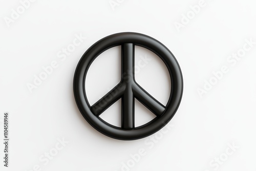 Minimalist black peace symbol on white background photo