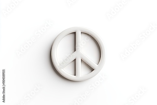 White peace symbol on minimalist white background